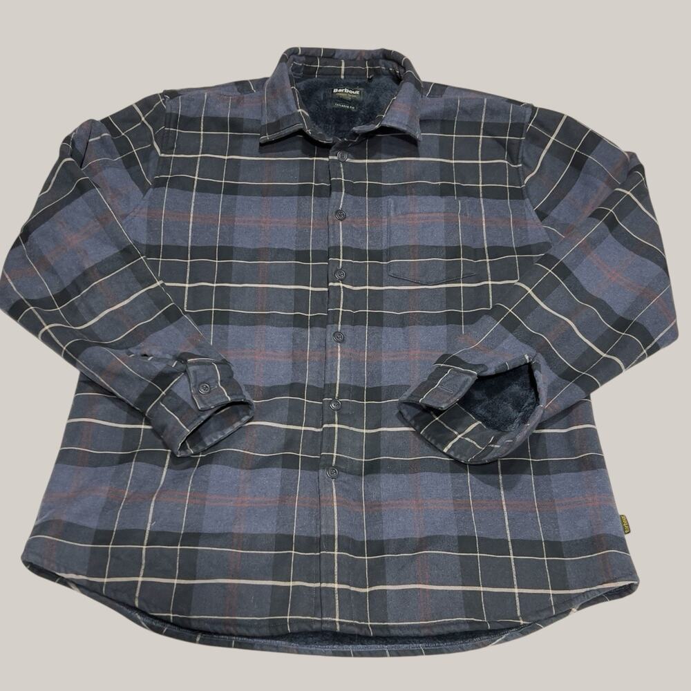 Barbour Loch Overshirt Warm Lined Tailored Fit Mens Size XXL Plaid Button Down